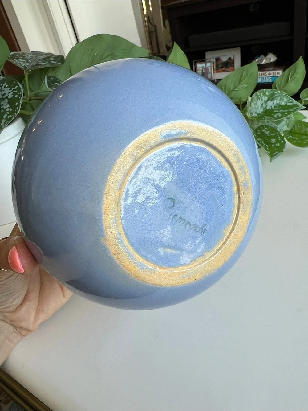 Vintage Rosemeade Blue Ceramic Flower Frog Vase - Picture 5 of 12